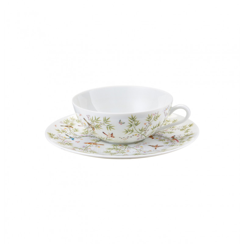 Tea cup extra and saucer white background 7.44 oz with round gift box (22 cl)