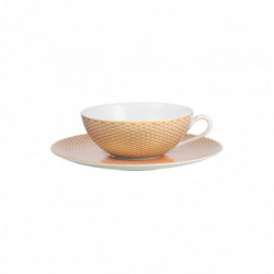 Tea cup extra and saucer 7.44 oz motive n°1 with round gift box (22 cl)