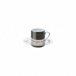 Coffee cup platinum mirror and saucer Orphée à la Lyre vert 4.4 oz with round gi