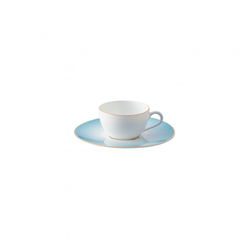 Moka cup Monceau gold and saucer Aura azure 3.04 oz with round gift box (09 cl)