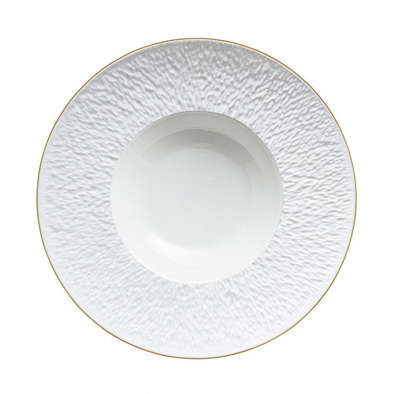 Assiette creuse 27 cm en porcelaine - Minéral Filet Or - Raynaud