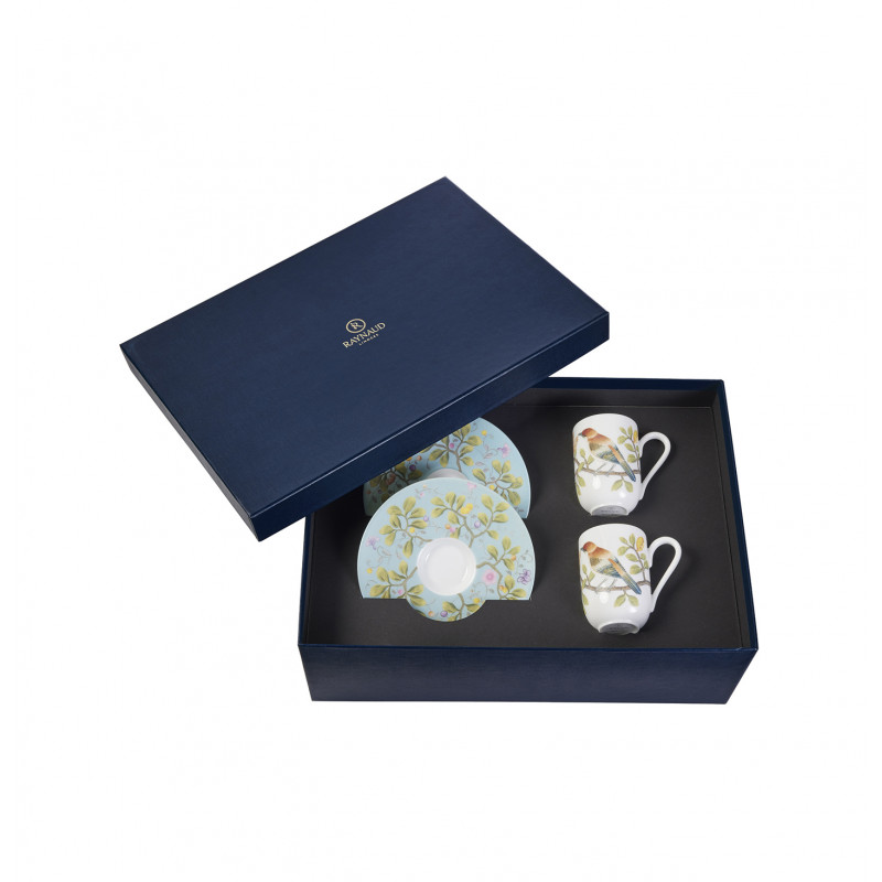 Gift box 2 sets Expresso (white cups and turquoise saucers) 4.06 oz (12 cl)