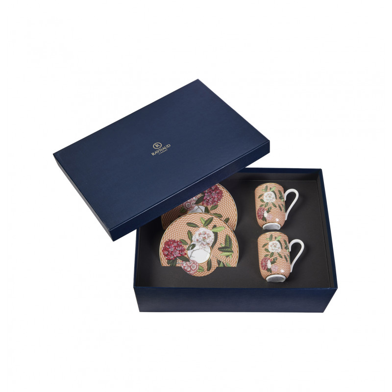 Gift box for 2 expresso cups and saucers 4.06 oz Rhododendron (12 cl)